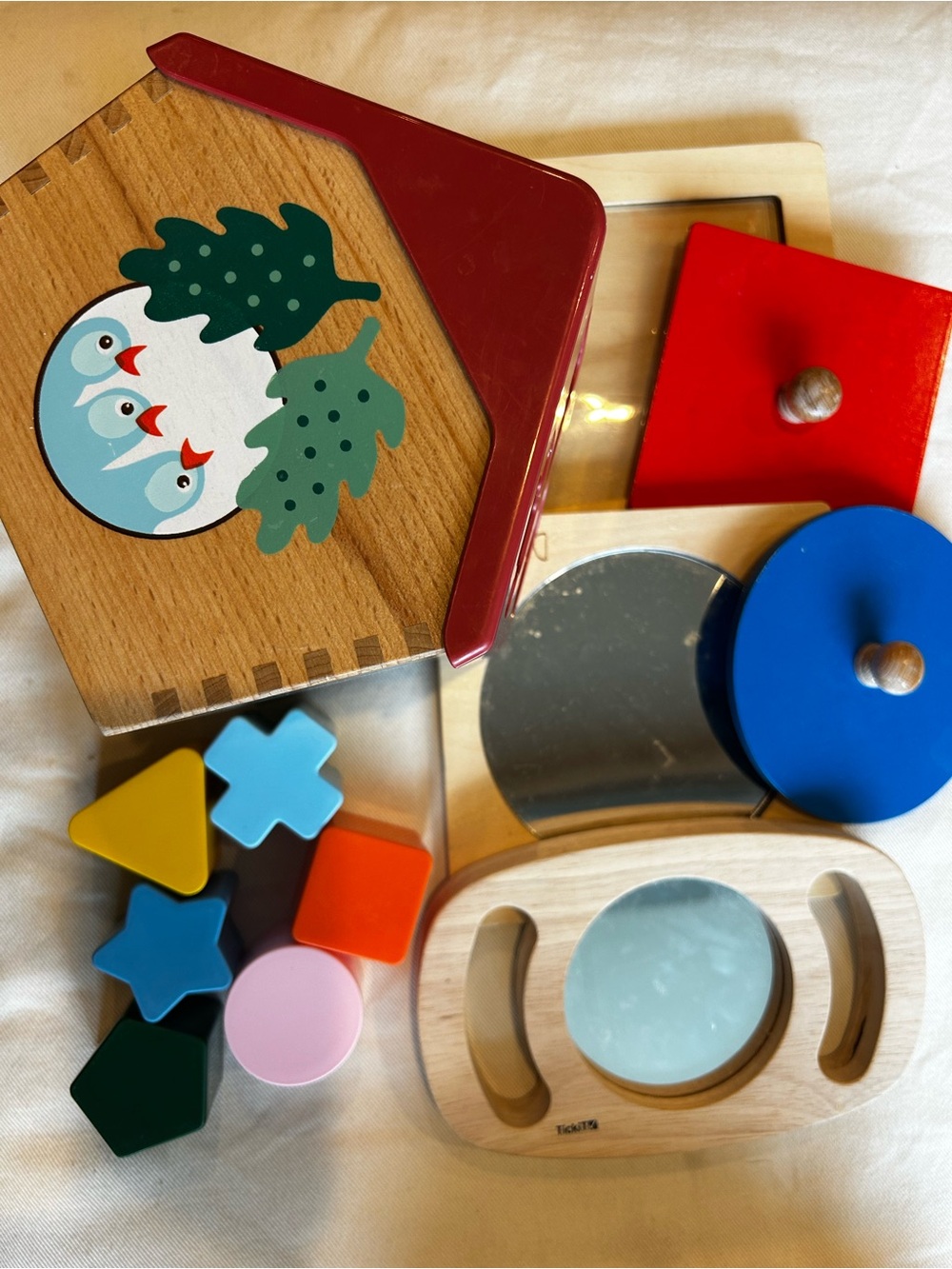 Montessori Shape Sorter and Mirror Toy Bundle